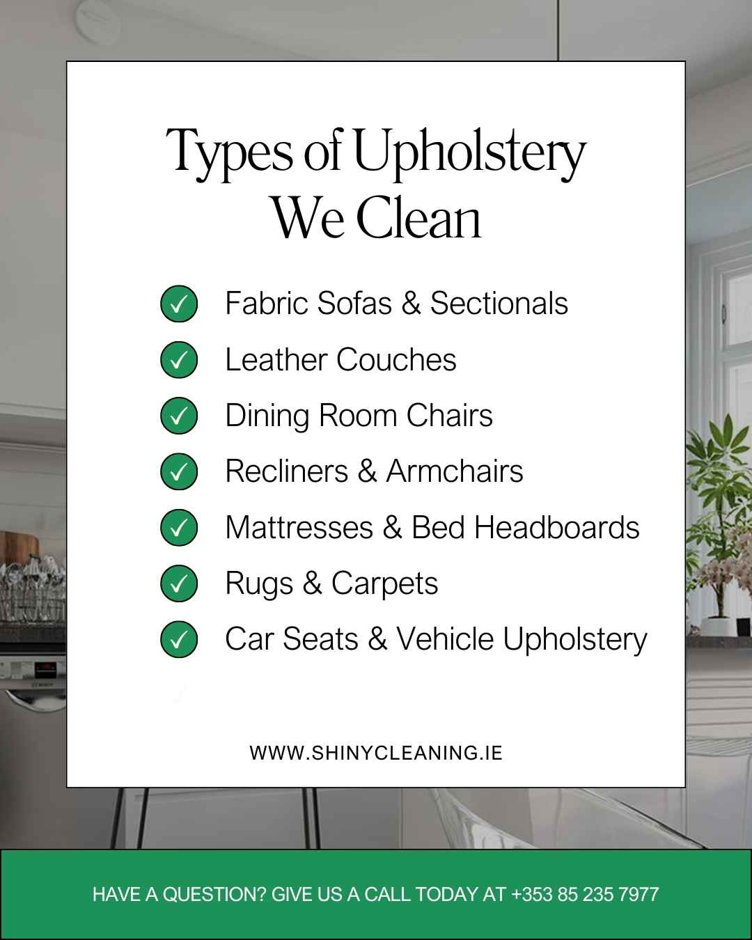 A Picture of Types of Upholstery We Clean 